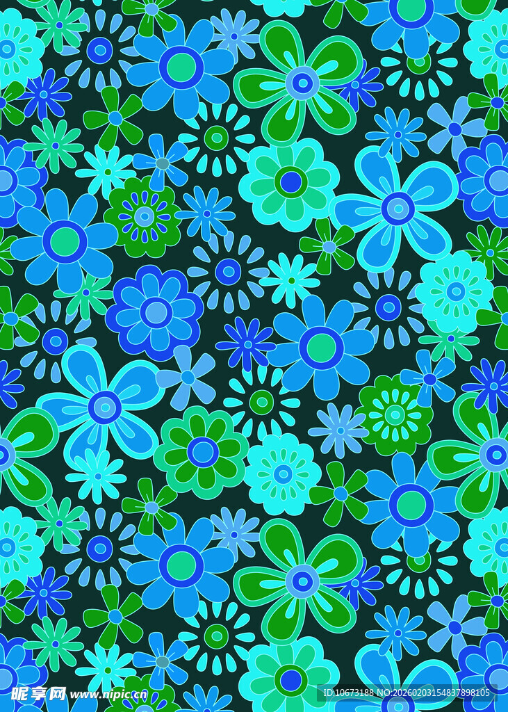 蓝绿花卉图案背景