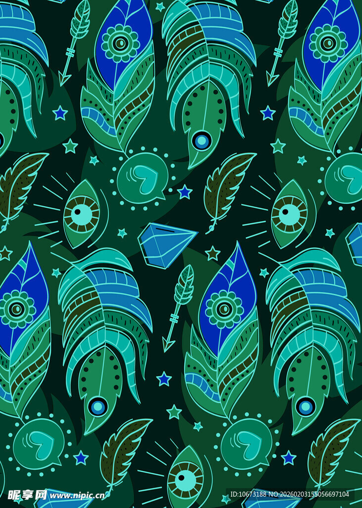 孔雀羽毛图案的精美织物