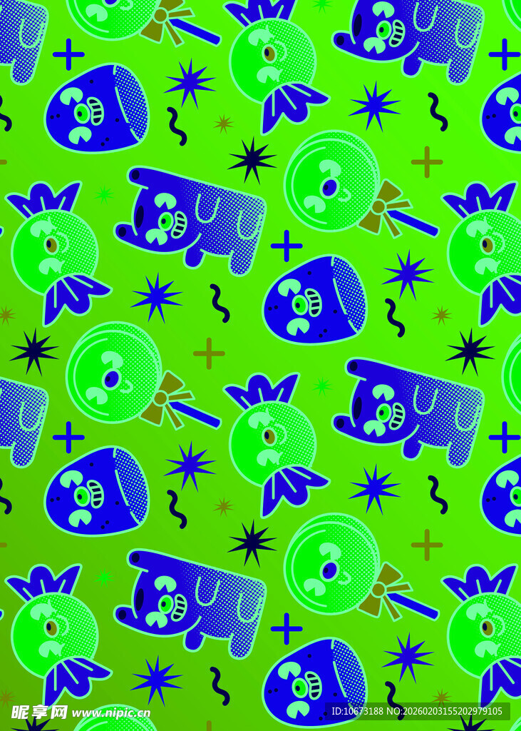 绿色底蓝色图案装饰背景