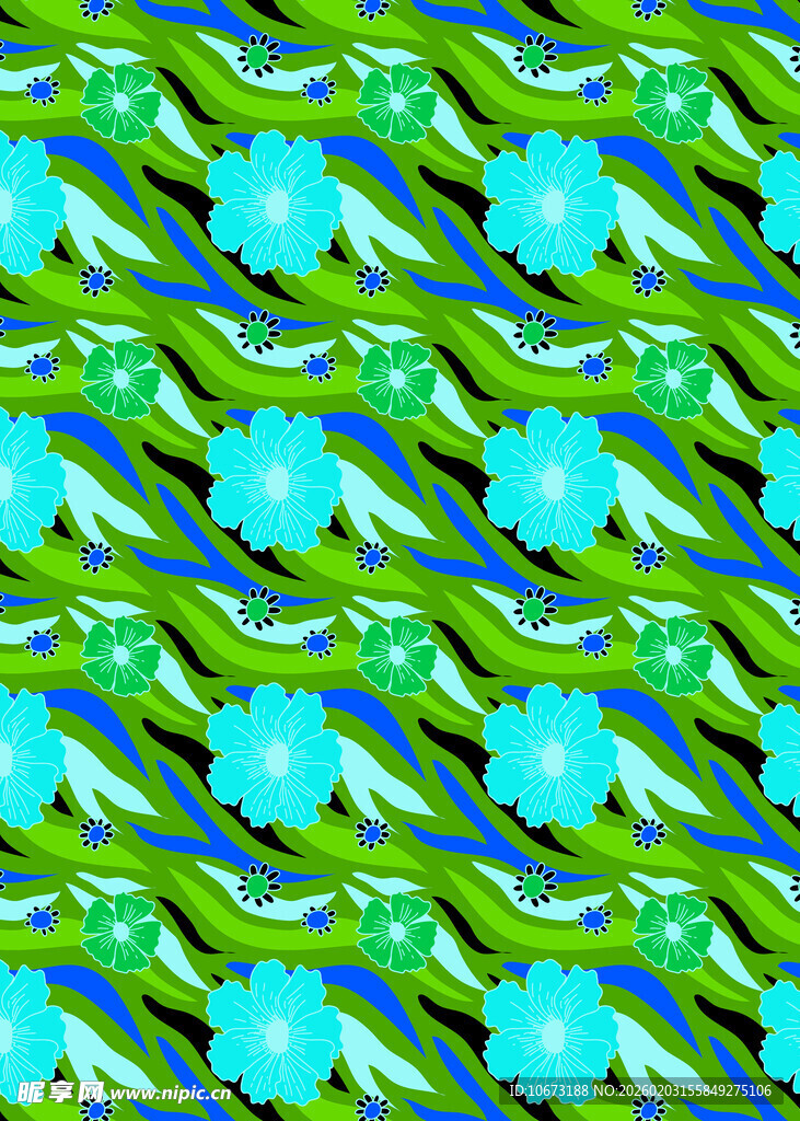 蓝绿相间几何花纹图案