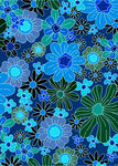 蓝色花卉图案精美背景