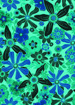 蓝绿花卉图案背景