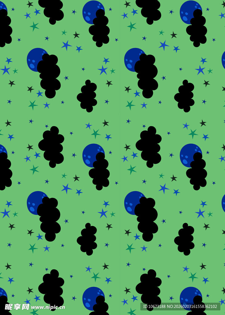 绿色底黑色蓝色斑点图案