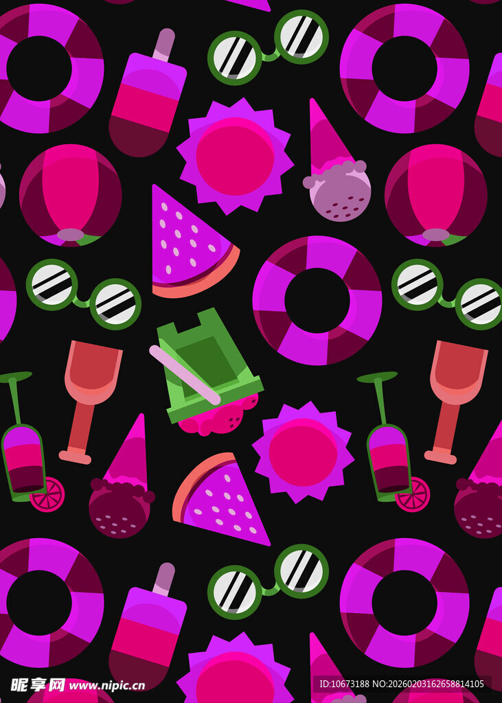 缤纷夏日饮品水果图案