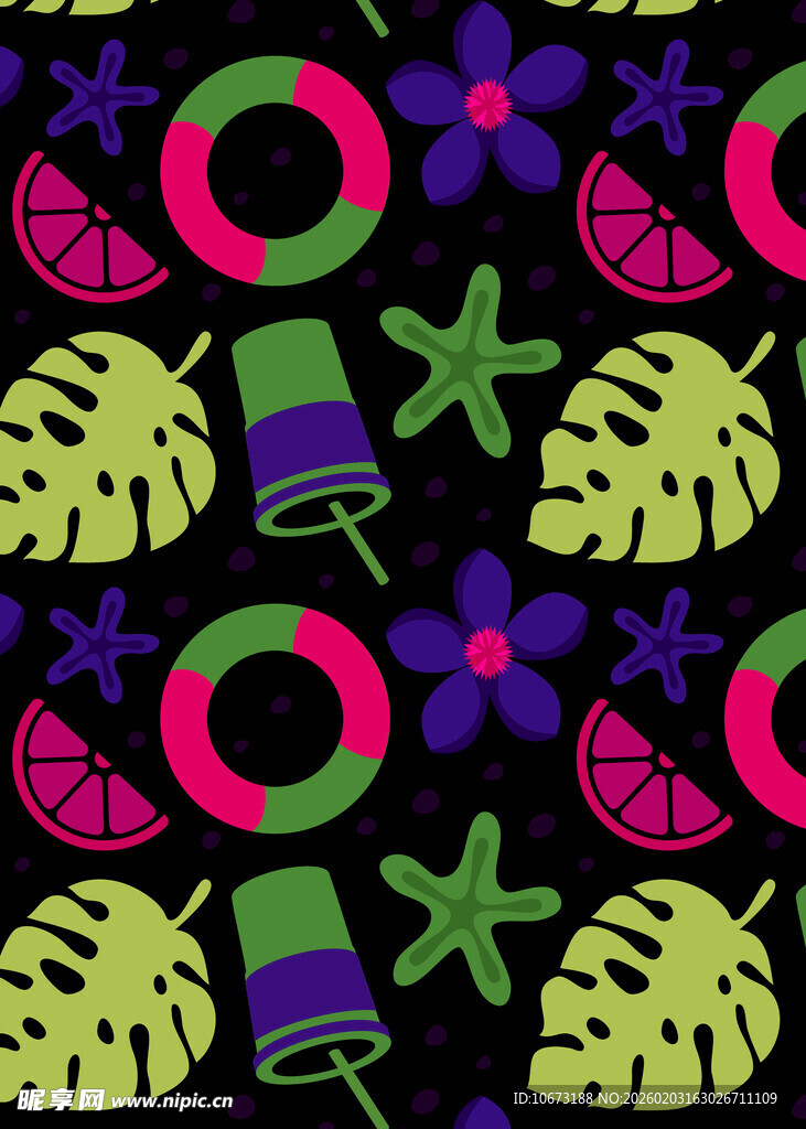 热带风情夏日元素图案