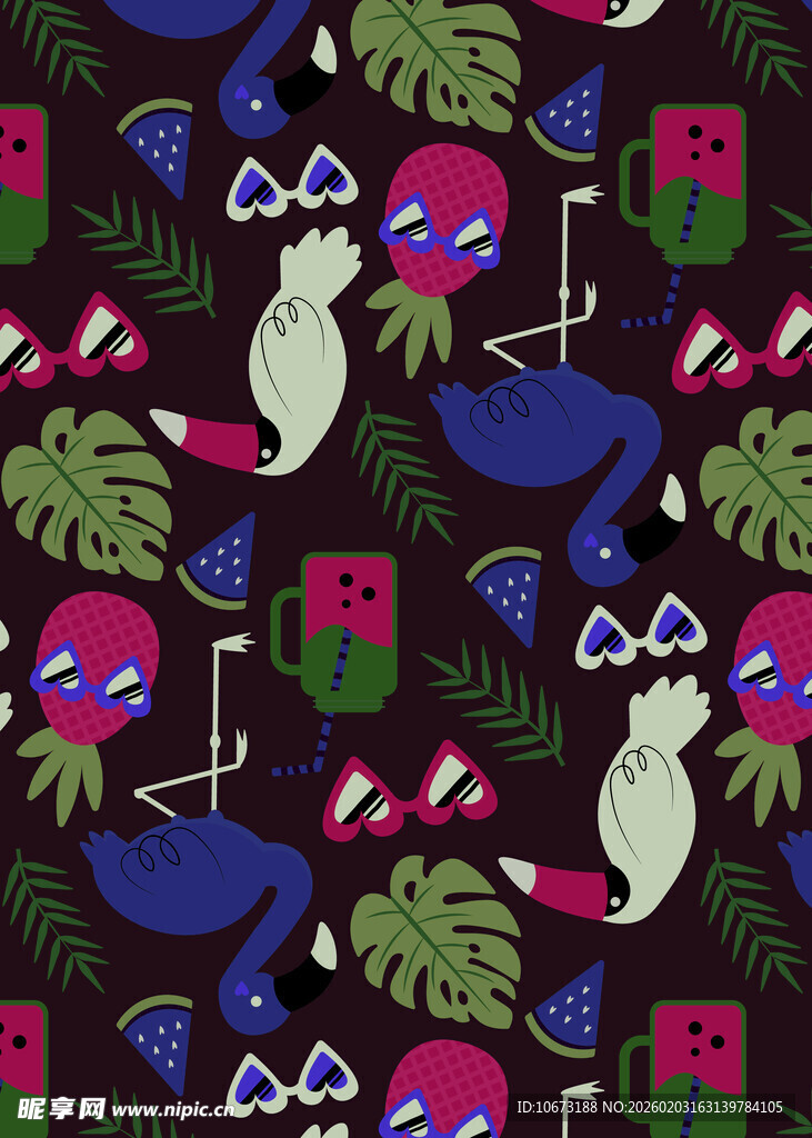 海洋生物与植物图案设计