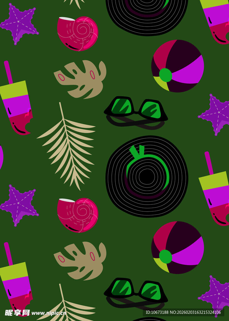 夏日缤纷水果元素图案