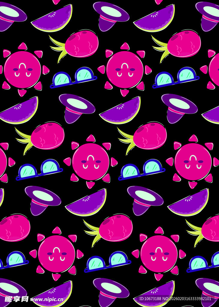 可爱水果图案无缝背景