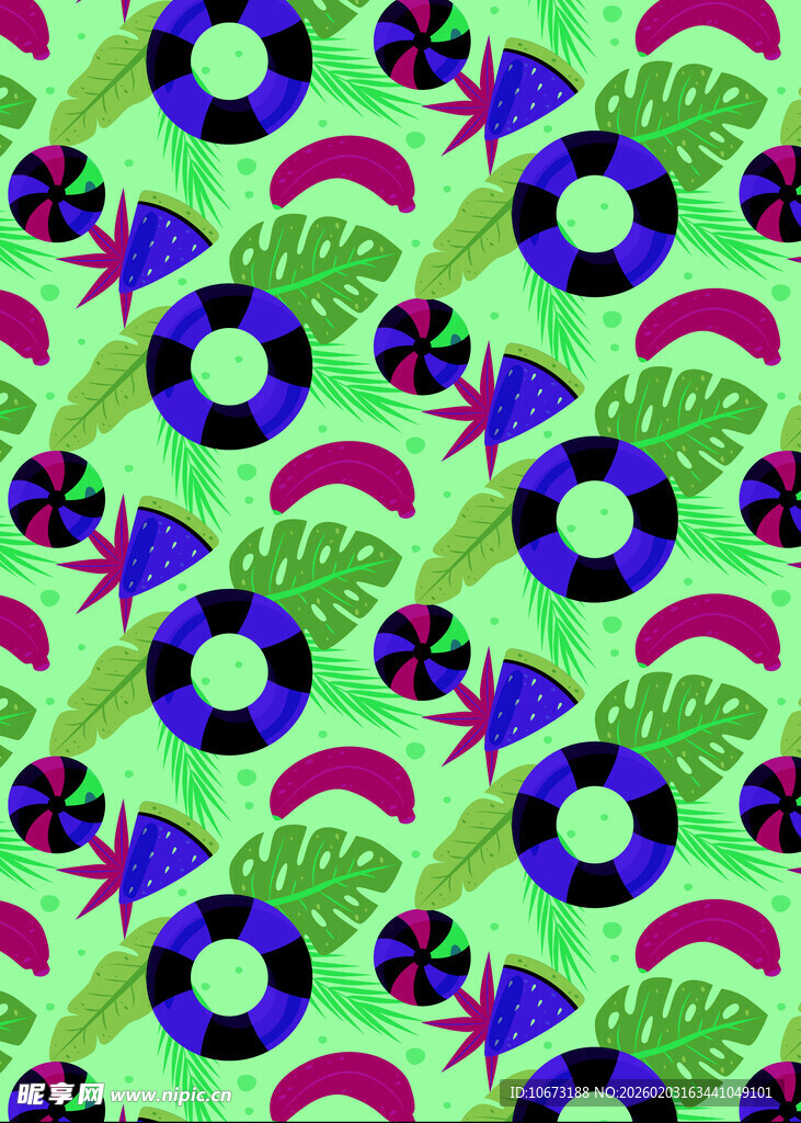 夏日清凉风多彩图案背景