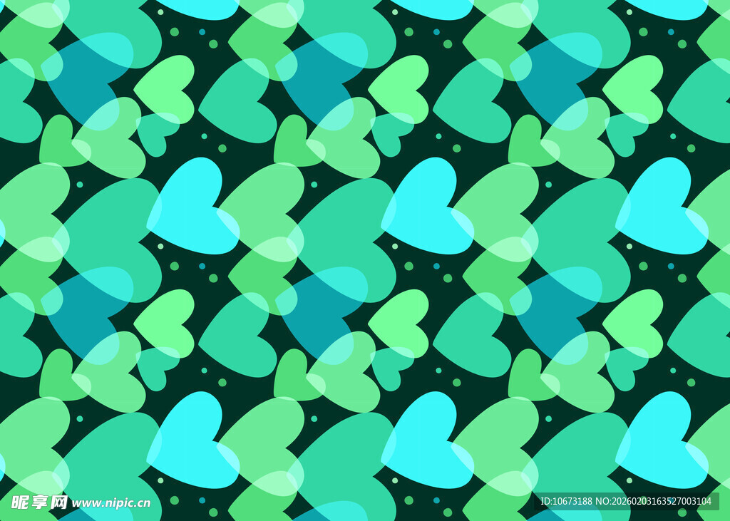 清新绿心图案背景