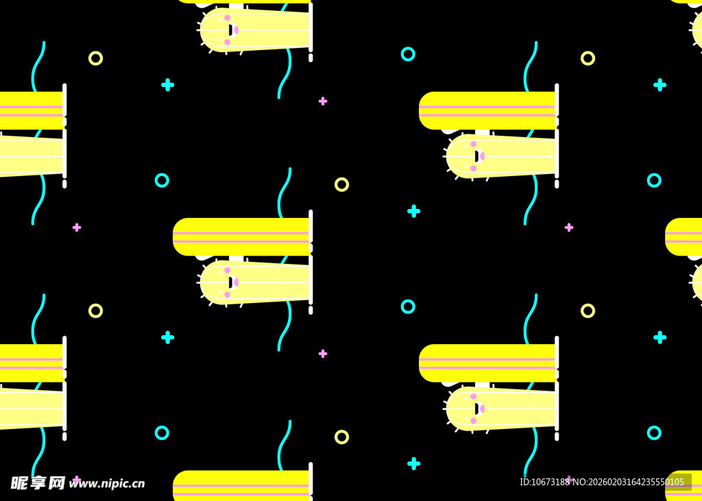 黄色图案黑色背景几何图案