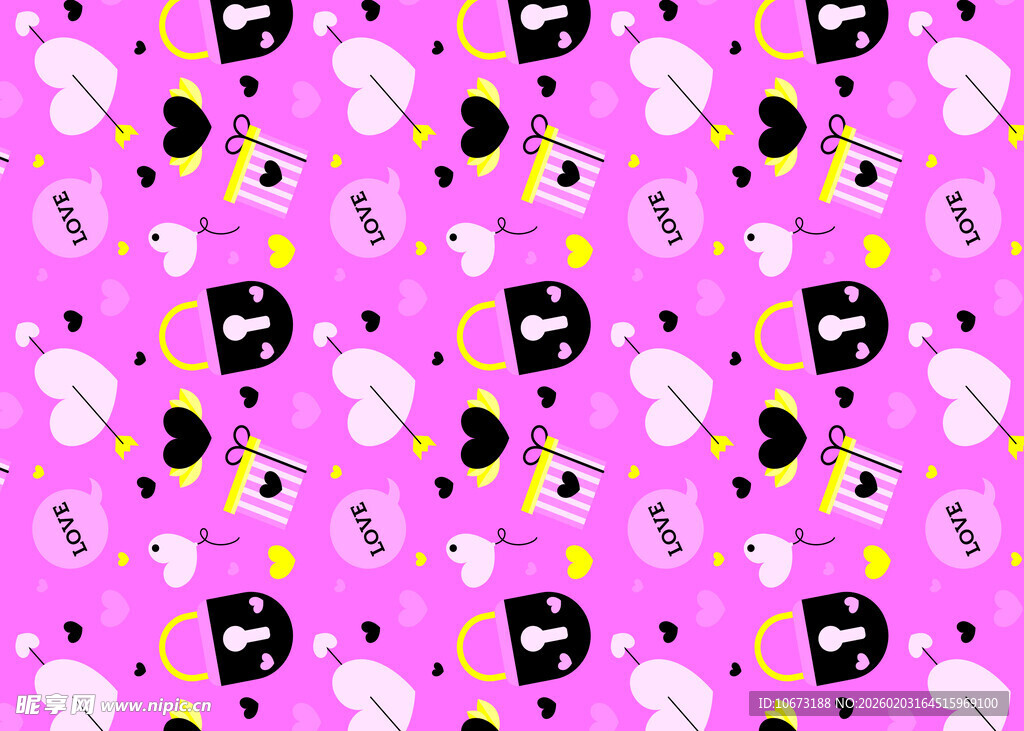 粉色背景卡通图案装饰