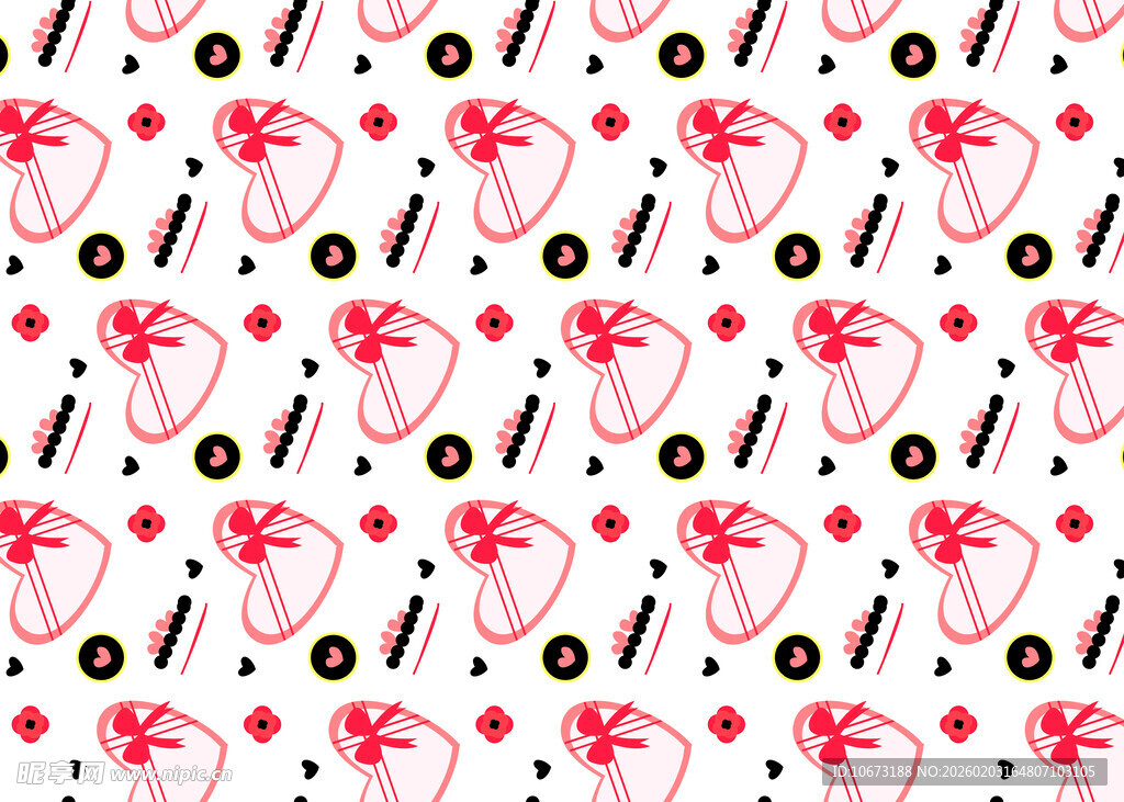 粉色花朵黑白线条图案
