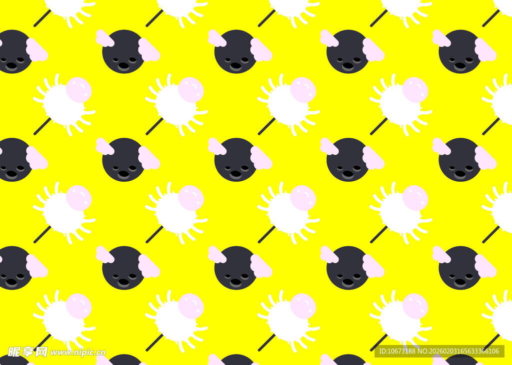 黄色背景四叶草图案设计