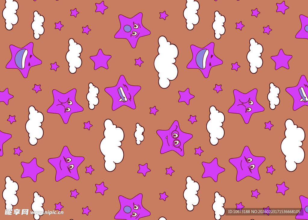 紫色星星云朵图案背景