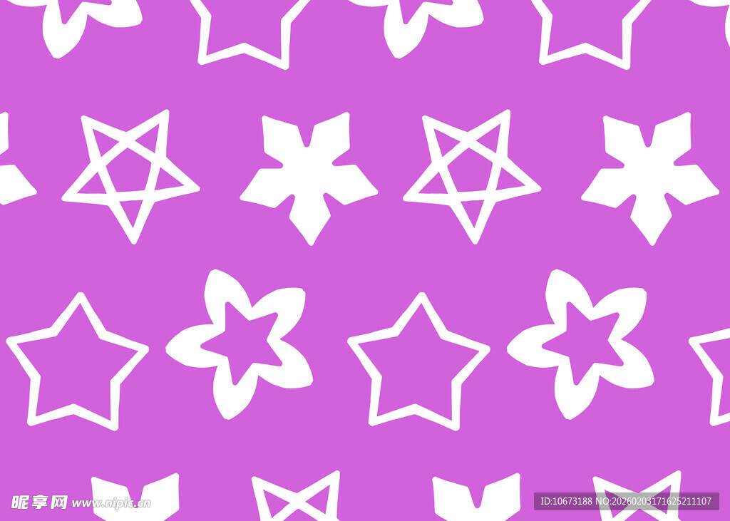 紫色背景星星花朵图案