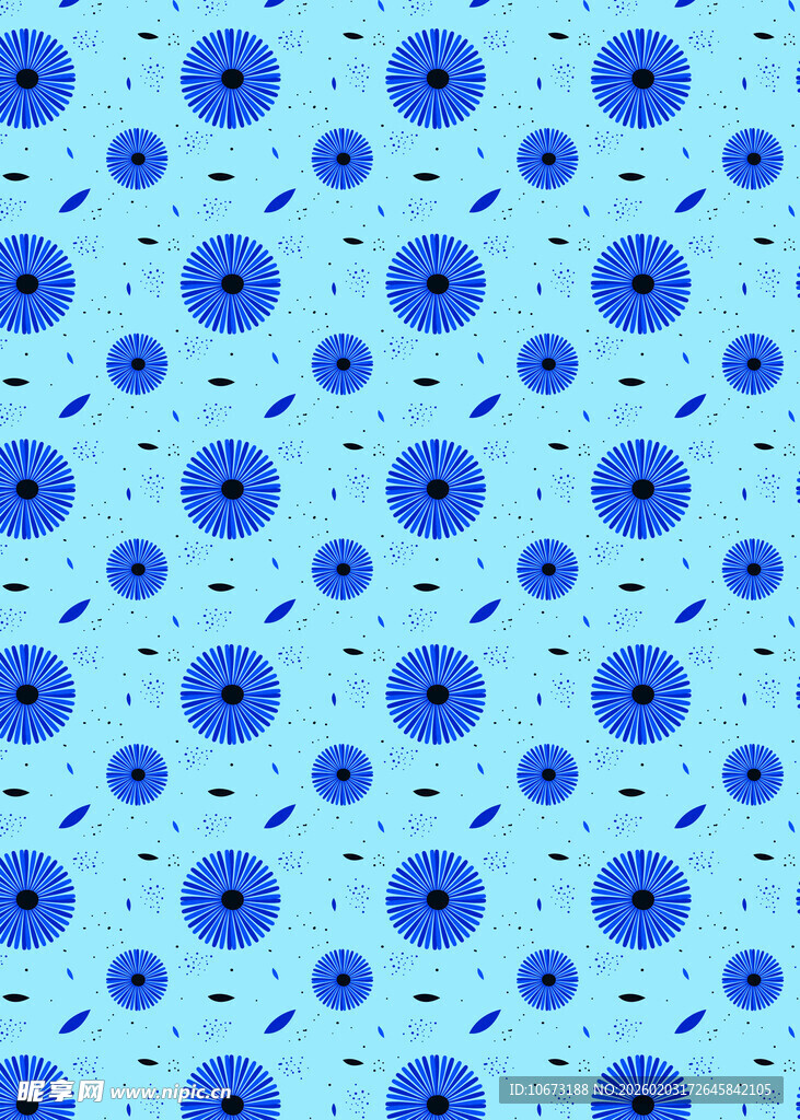 蓝色花朵图案背景纹理