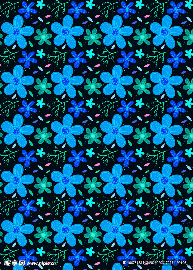 蓝色花朵图案背景