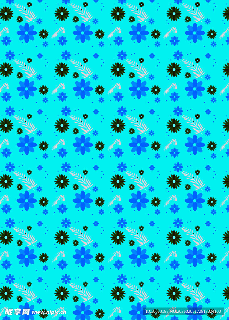 蓝底花朵图案背景