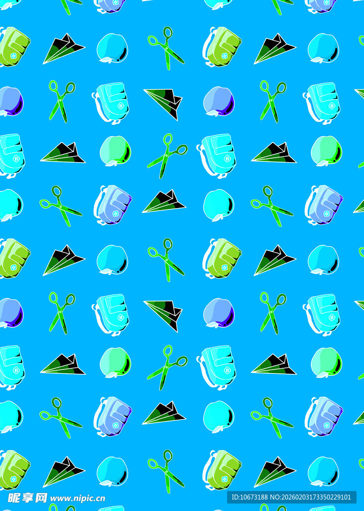 蓝色海洋生物无缝图案