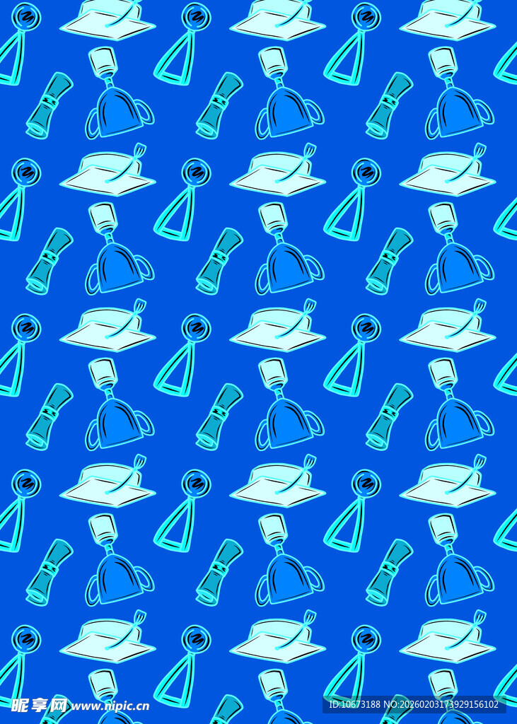 蓝色科学元素无缝图案