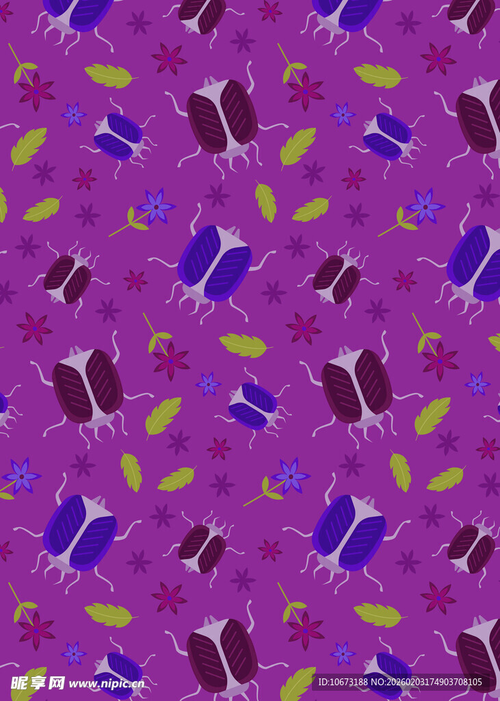 紫色花卉图案无缝背景
