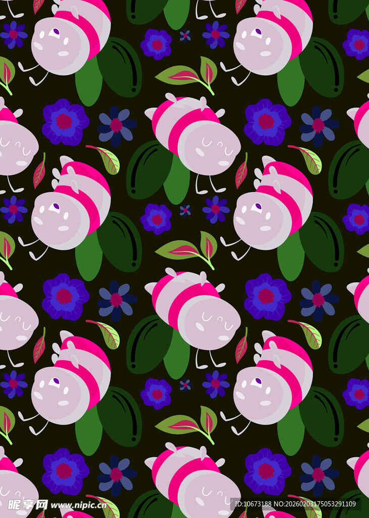 花卉图案的多彩织物纹理