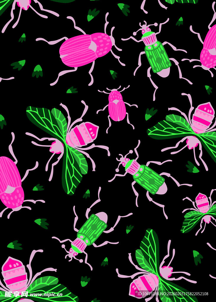 多彩昆虫图案背景