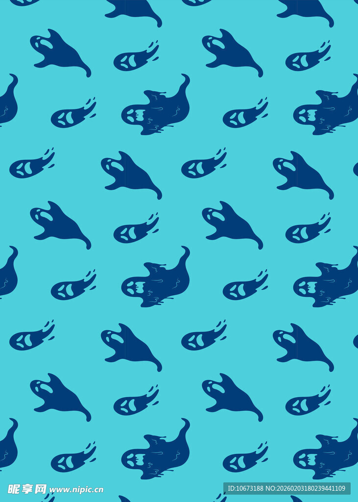 蓝色海洋生物图案背景