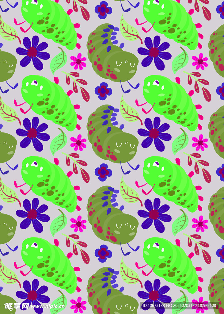 多彩青蛙花朵图案背景