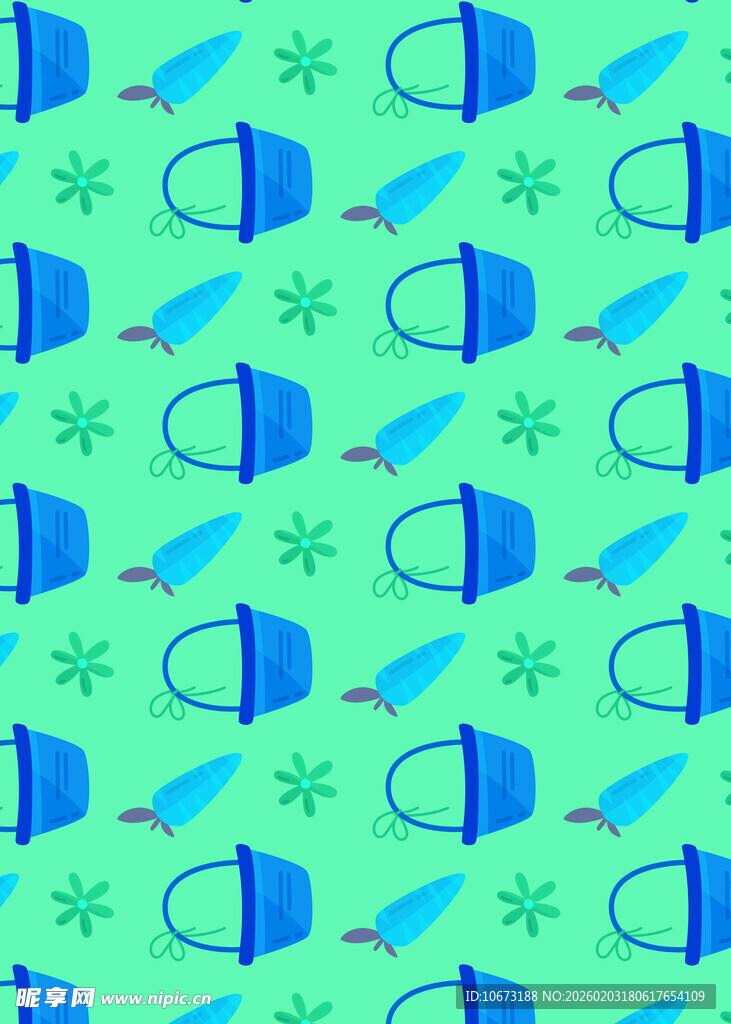 清新蓝绿医疗元素无缝图案