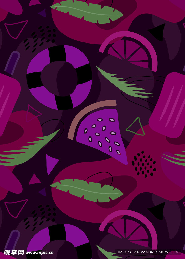 紫色调水果抽象图案背景