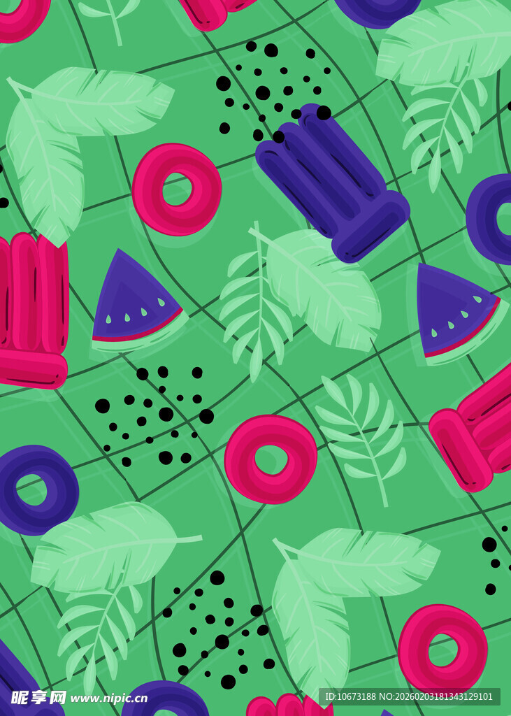 夏日清凉水果图案设计