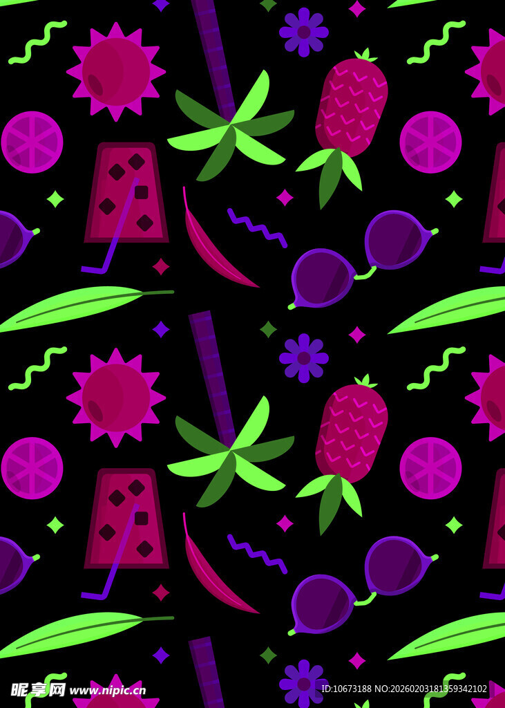 多彩热带水果图案背景