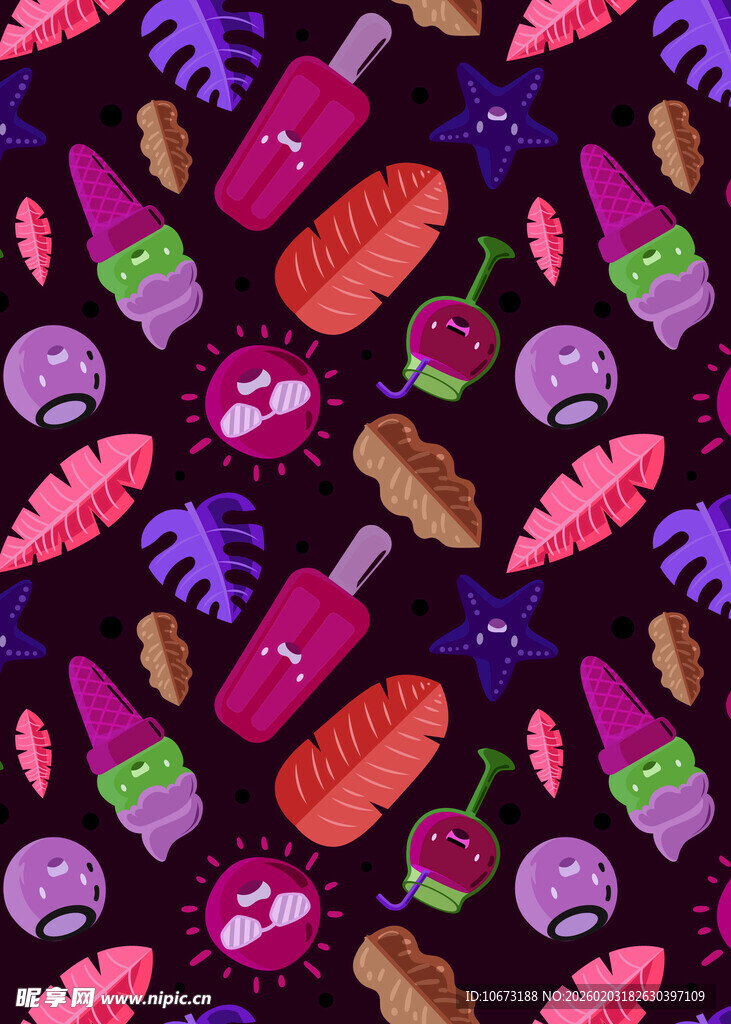 多彩卡通蔬菜图案背景