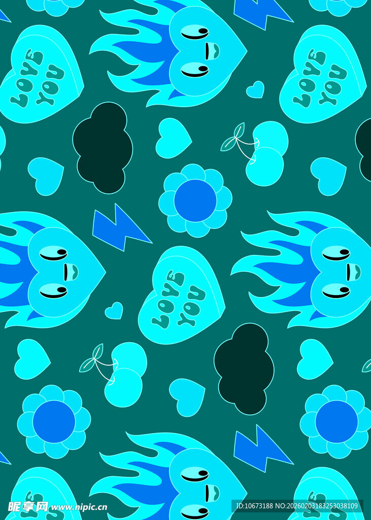 蓝色火焰图案无缝背景