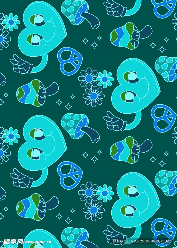 可爱卡通图案无缝背景