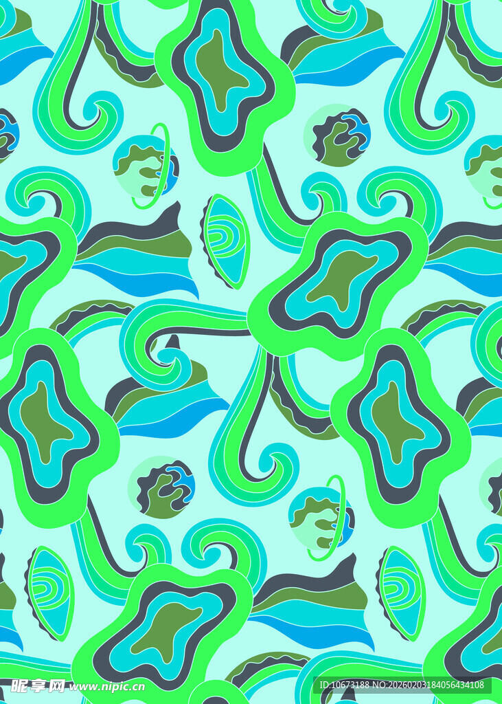 蓝绿抽象花纹图案设计