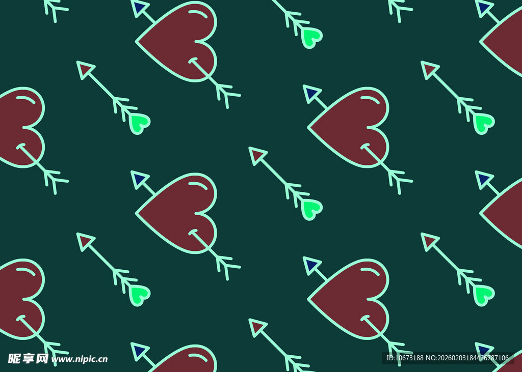 爱心箭头图案的深色背景纹理