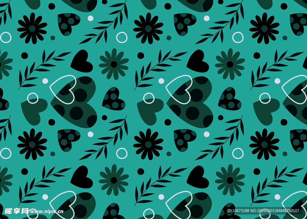 蓝绿色植物图案无缝背景