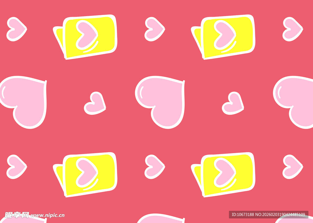 粉色背景爱心与相机图案