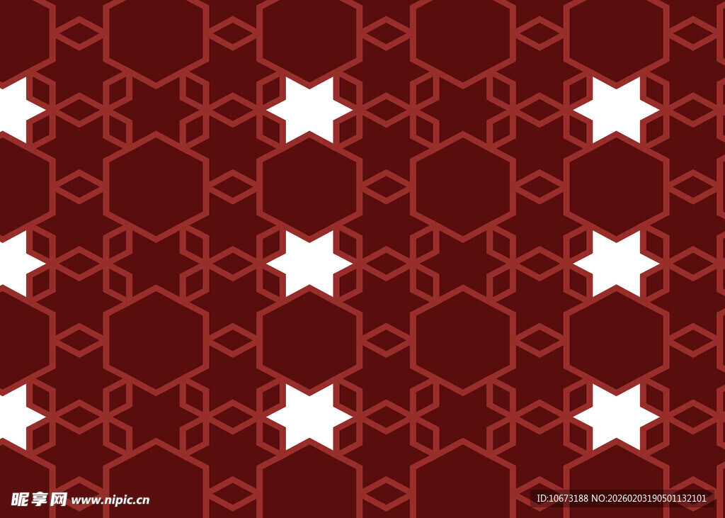 红色底白色星星几何图案