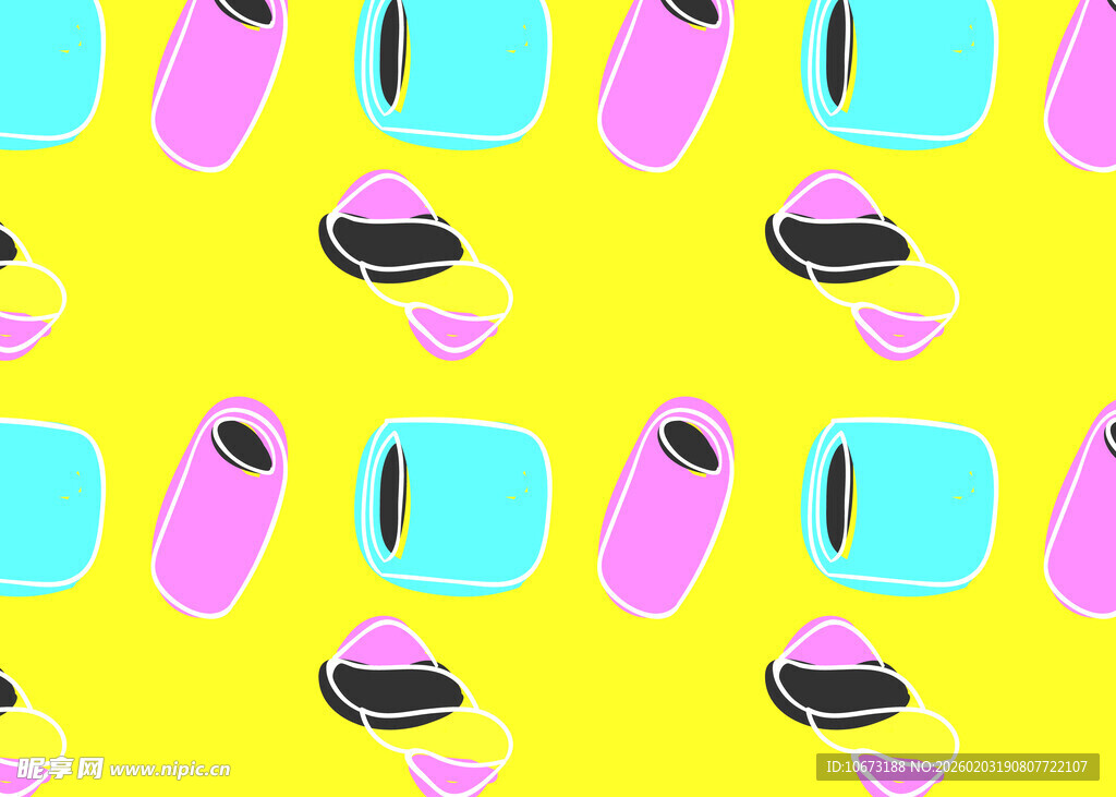 黄色背景的复古电器图案