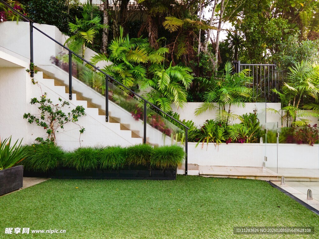 现代庭院绿植环绕景致美