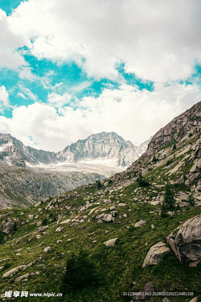 高山绿野间的壮丽自然风景