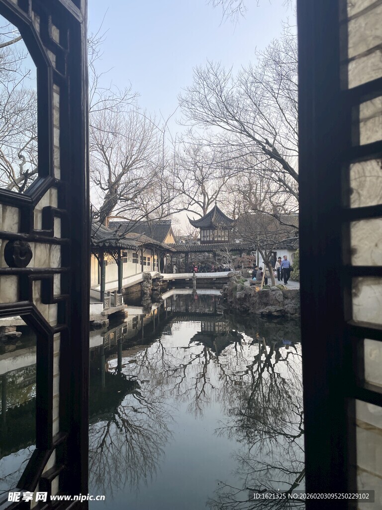 中式园林水景雅致风光拙政园苏州