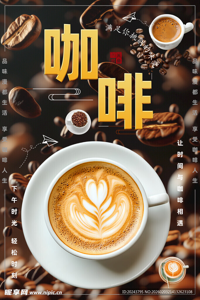 精美拉花咖啡特写