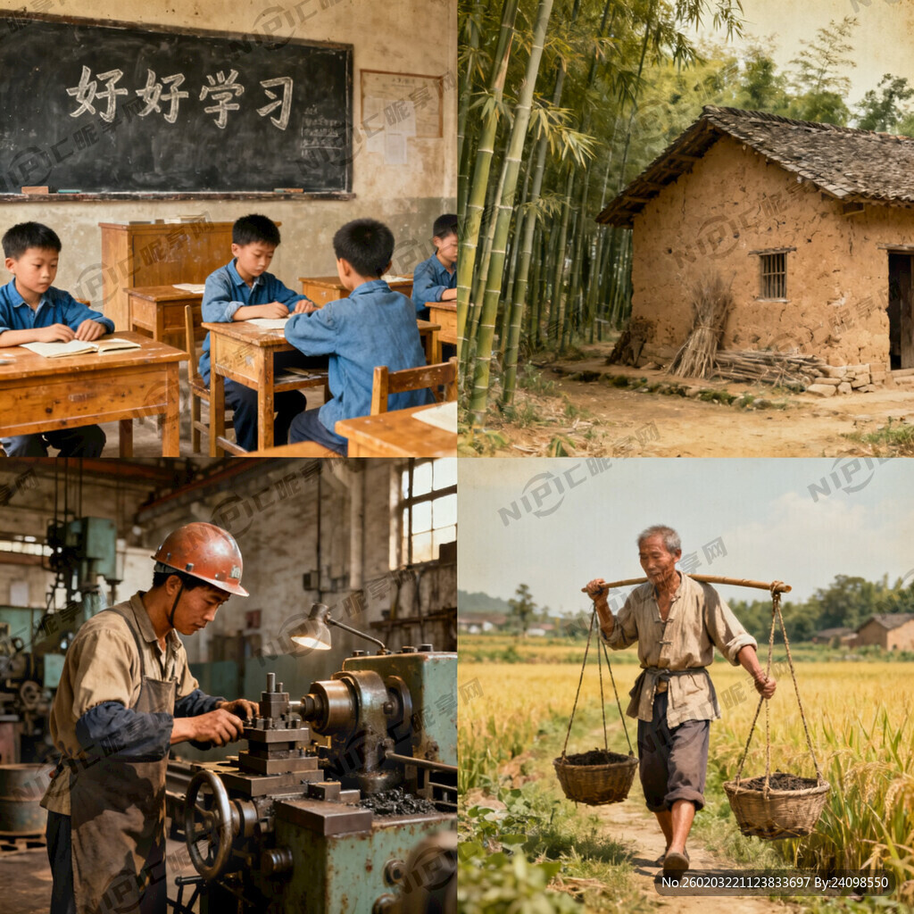 6070年代学校工厂农村生活场