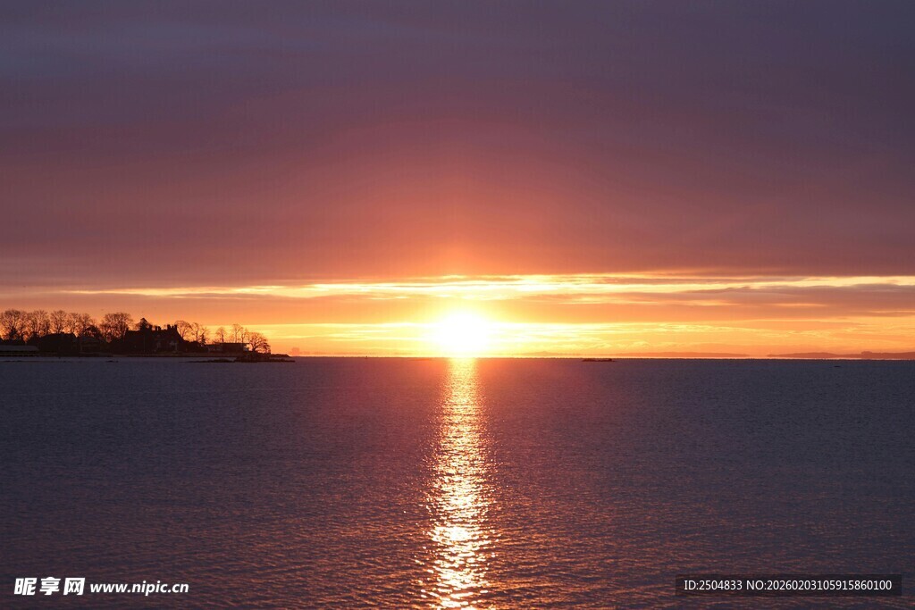海上壮丽日落美景