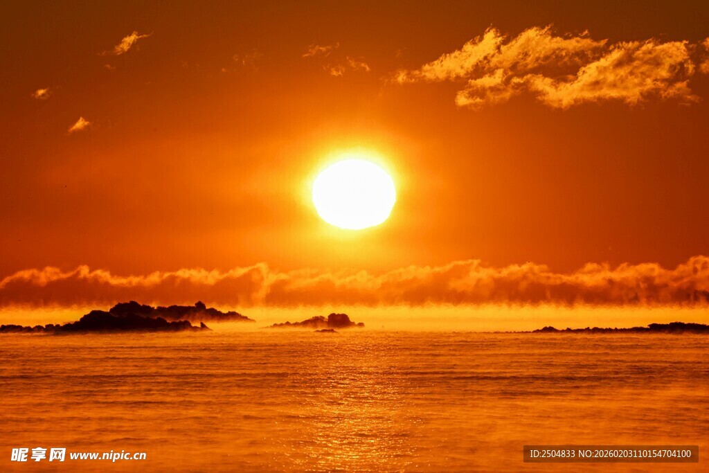 海上壮丽日出美景
